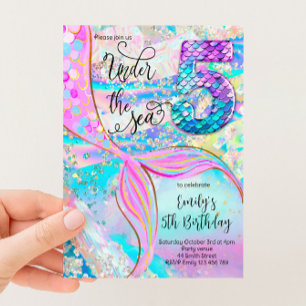 Invitación de cumpleaños número 5 de la Sirena baj