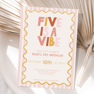 Invitación de cumpleaños número 5 de niña pastel F