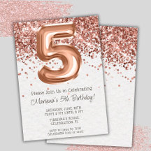 Invitación de cumpleaños número 5 de Rose Gold