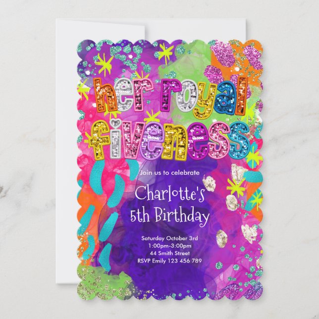 Invitación de cumpleaños número 5 de Royal Fivenes (Anverso)