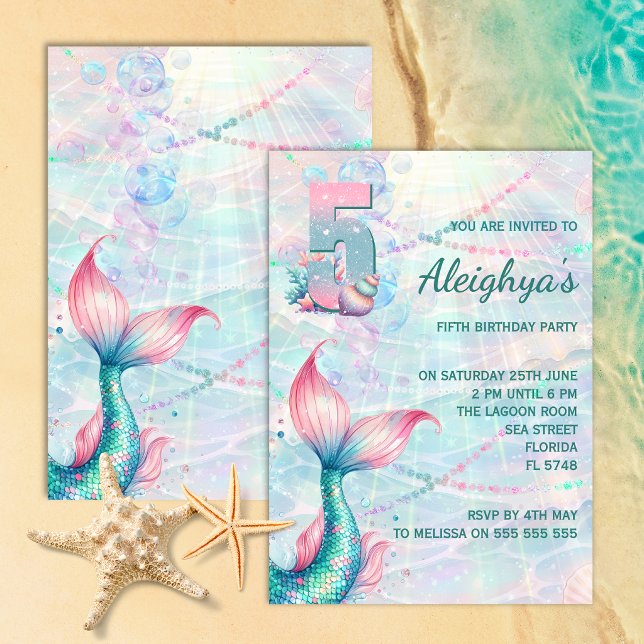 Invitación de cumpleaños número 5 de Sirena Mágica (Subido por el creador)