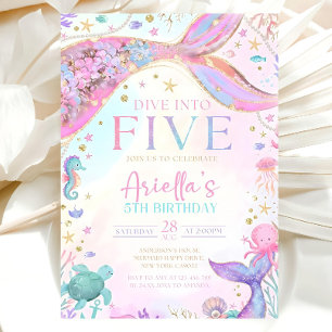 Invitación de cumpleaños número 5 de sirena para b