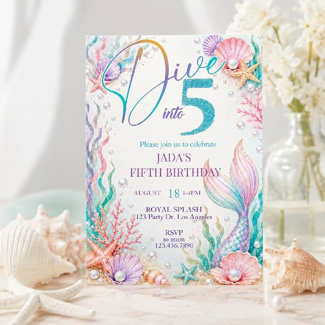 Invitación de cumpleaños número 5 de sirena: Sumér (Subido por el creador)
