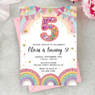 Invitación de cumpleaños número 5 editable con len