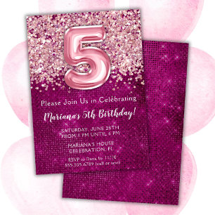 Invitación de cumpleaños número 5 femenina con bri