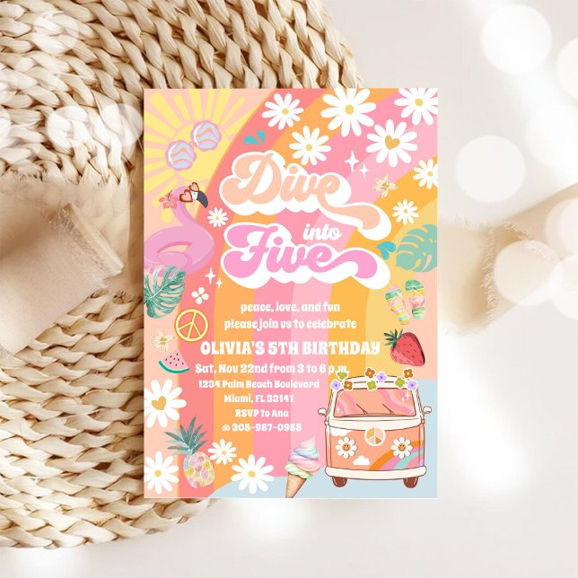 Invitación de cumpleaños número 5 Retro Tropical (Subido por el creador)