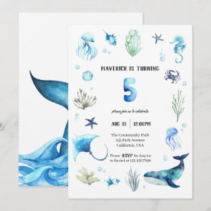 Invitación de cumpleaños número 5 Under The Sea