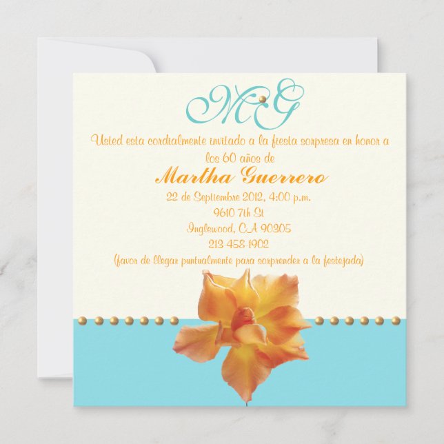 Invitación de cumpleaños número 60 (Anverso)