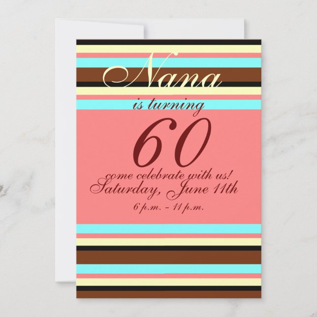 Invitación de cumpleaños número 60 (Anverso)