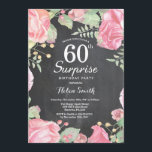Invitación de cumpleaños número 60 a la empresa Bo<br><div class="desc">Invitación de cumpleaños número 60 a la empresa Botánica Floral Surprise. Invitación de cumpleaños para mujeres a los pueblos rosados florales. Flor floral acuarela. Elegantes flores rosas y peones. Cumpleaños de adultos. Fondo del tablero.Blanco y negro. 13. 15. 16. 18. 20. 21. 30. 40. 50. 60. 70. 80. 90. 100....</div>