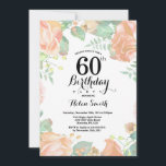 Invitación de cumpleaños número 60 a la Planta Bot<br><div class="desc">Invitación de cumpleaños número 60 a la Planta Botánica. Invitación de cumpleaños para mujeres a los pueblos rosados florales. Flor floral acuarela. Elegantes flores rosas y peones. Cumpleaños de adultos. Fondo blanco.Blanco y negro. 13. 15. 16. 18. 20. 21. 30. 40. 50. 60. 70. 80. 90. 100. Cualquier edad. Para...</div>