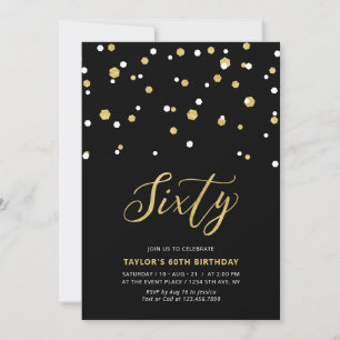 Invitación de cumpleaños número 60 Black & Gold Si