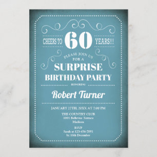 Invitación de cumpleaños número 60 - Blanco azul
