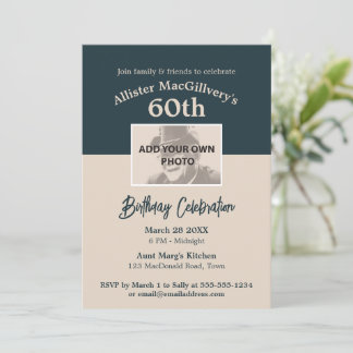 Invitación de cumpleaños número 60 Casual con foto