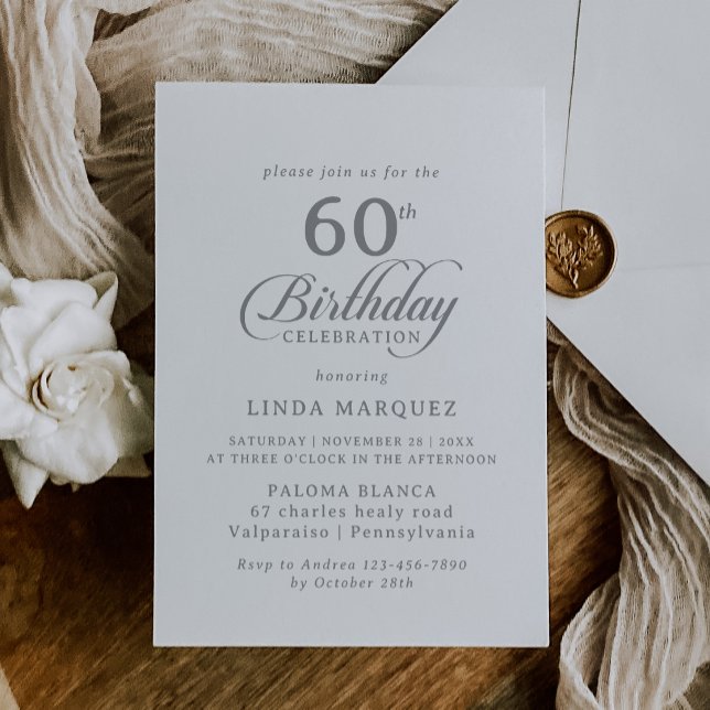 Invitación de cumpleaños número 60 con caligrafía  (Subido por el creador)