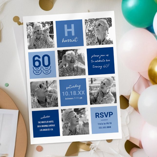 Invitación de cumpleaños número 60 con collage de  (Subido por el creador)
