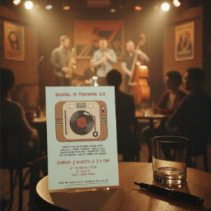 Invitación de cumpleaños número 60 con disco de vi