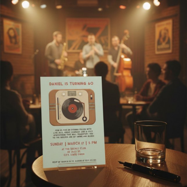 Invitación de cumpleaños número 60 con disco de vi (Subido por el creador)