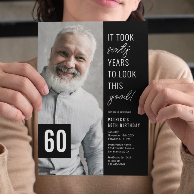 Invitación de cumpleaños número 60 con foto (Subido por el creador)