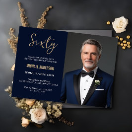 Invitación de cumpleaños número 60 con foto en ága