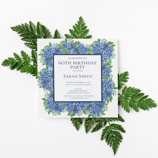 Invitación de cumpleaños número 60 con Hortensias  (Subido por el creador)