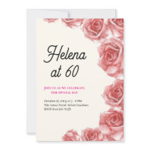 Invitación de cumpleaños número 60 con Rosas Vinta