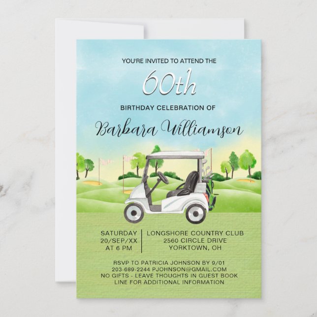 Invitación de cumpleaños número 60 con tema de gol (Anverso)