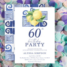Invitación de cumpleaños número 60 con tema Limón
