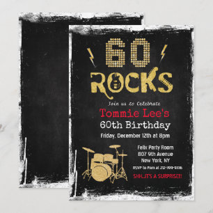 Invitación de cumpleaños número 60 de 60 Rocks Roc