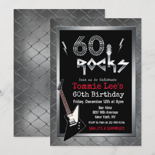 Invitación de cumpleaños número 60 de 60 Rocks Roc