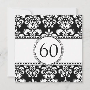 Invitación de cumpleaños número 60 de Black Damask