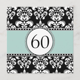 Invitación de cumpleaños número 60 de Black Damask