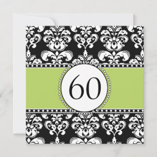 Invitación de cumpleaños número 60 de Black Damask