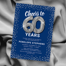 Invitación de cumpleaños número 60 de Blue Silver
