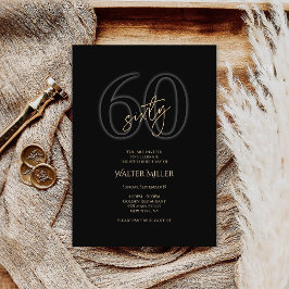 Invitación de cumpleaños número 60 de Oro Negro Mo