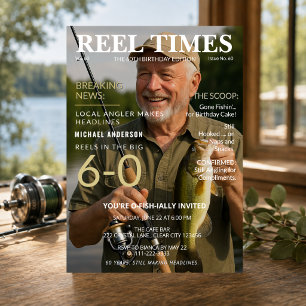 Invitación de cumpleaños número 60 de pesca Reel T