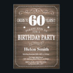 Invitación de cumpleaños número 60 de Rusia<br><div class="desc">Invitación rústica de cumpleaños número 60. Tipografía Blanca. Fondo De Madera Rústica. Cumpleaños de adultos. Cumpleaños de hombres o mujeres. Invite a un niño o Chica Lady Teen Teenage Bday. 13a 15a 16a 18a 20a 30a 40a 50a 60a 70a 80a 90a 100a. Cualquier edad. Para más personalización, haga clic en...</div>