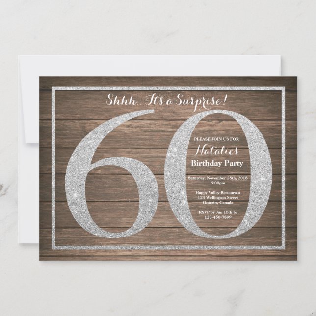 Invitación de cumpleaños número 60 de Rusic Surpri (Anverso)