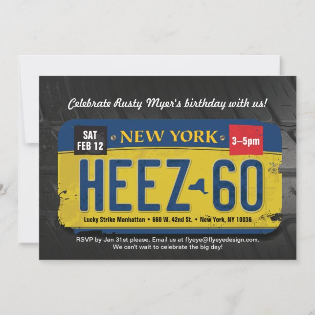 Invitación de cumpleaños número 60 de un hombre de (Anverso)