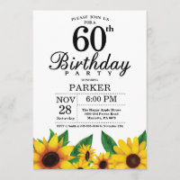 Invitación de cumpleaños número 60 del girasol