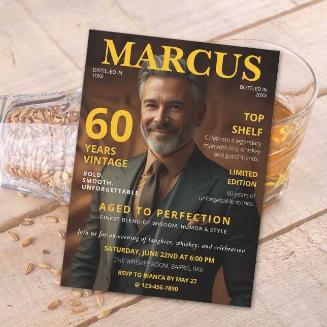 Invitación de cumpleaños número 60 estilo revista  (Subido por el creador)