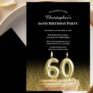 Invitación de cumpleaños número 60 para él en negr