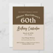 Invitación de cumpleaños número 60 para él - Marró