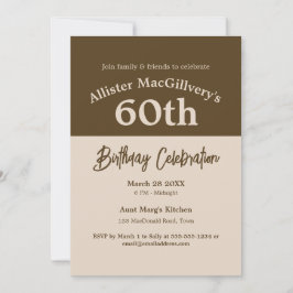 Invitación de cumpleaños número 60 para él - Marró
