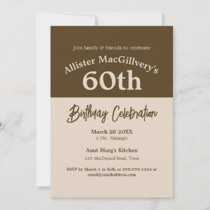 Invitación de cumpleaños número 60 para él - Marró