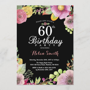 Invitación de cumpleaños número 60 para mujeres