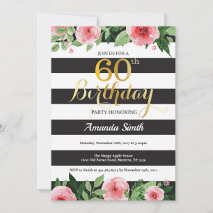 Invitación de cumpleaños número 60 para mujeres. F