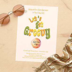 Invitación de cumpleaños número 60 Retro Groovy
