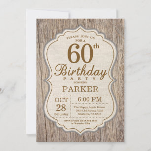 Invitación de cumpleaños número 60 rústica de made