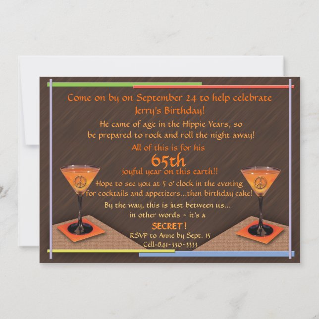 Invitación de cumpleaños número 65 (Anverso)